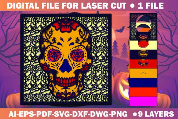 Download Halloween Skull Paper Cut 3D SVG File - Halloween skull Collection