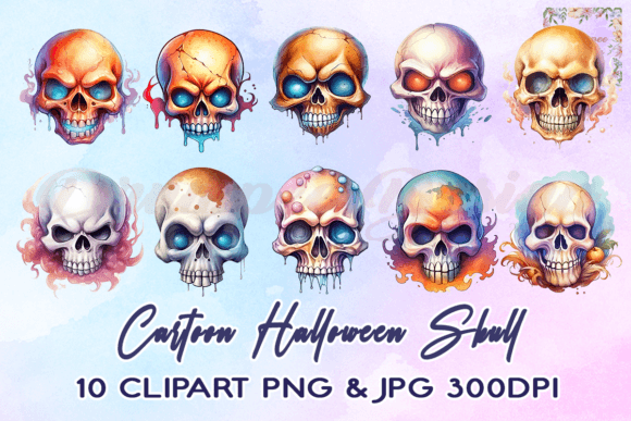 Download Cartoon Halloween Skull Clipart - Halloween skull Collection