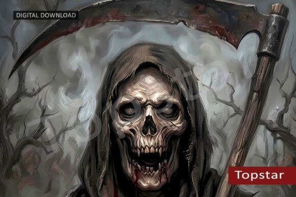 Download Scary Halloween Skull Decor Grim Reaper - Halloween skull Collection
