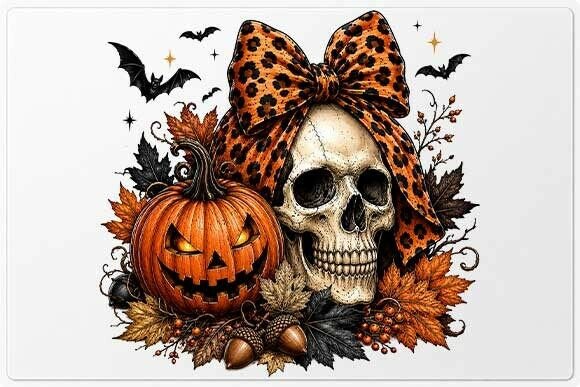 Download Leopard Bow Halloween Skull PNG - Halloween skull Collection
