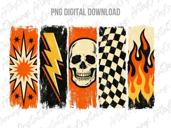 Download Vintage Retro Halloween Skull Flames PNG - Halloween skull Collection